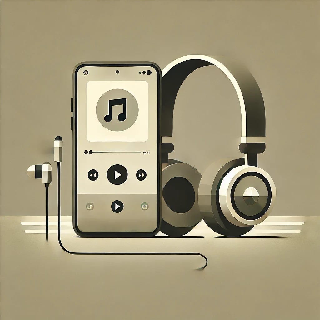 Illustration of a phone with headphones
