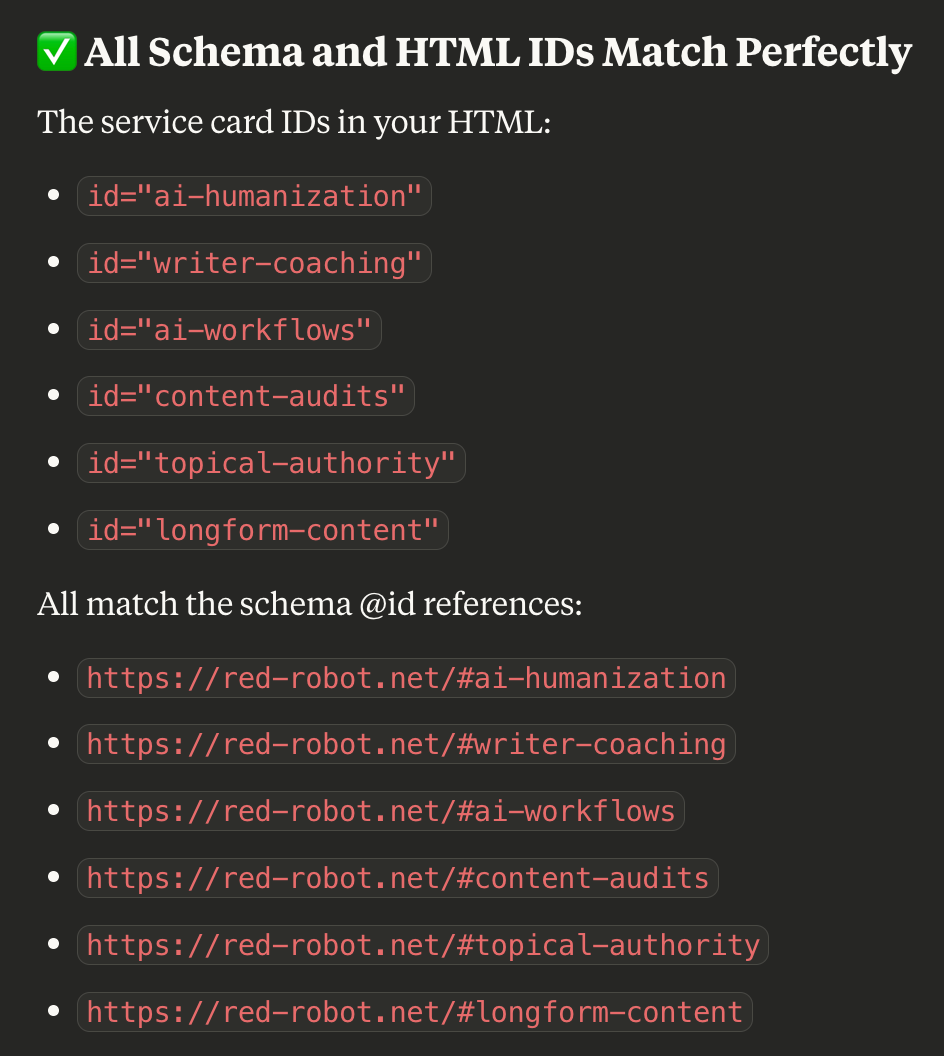 Checking schema IDs in Claude