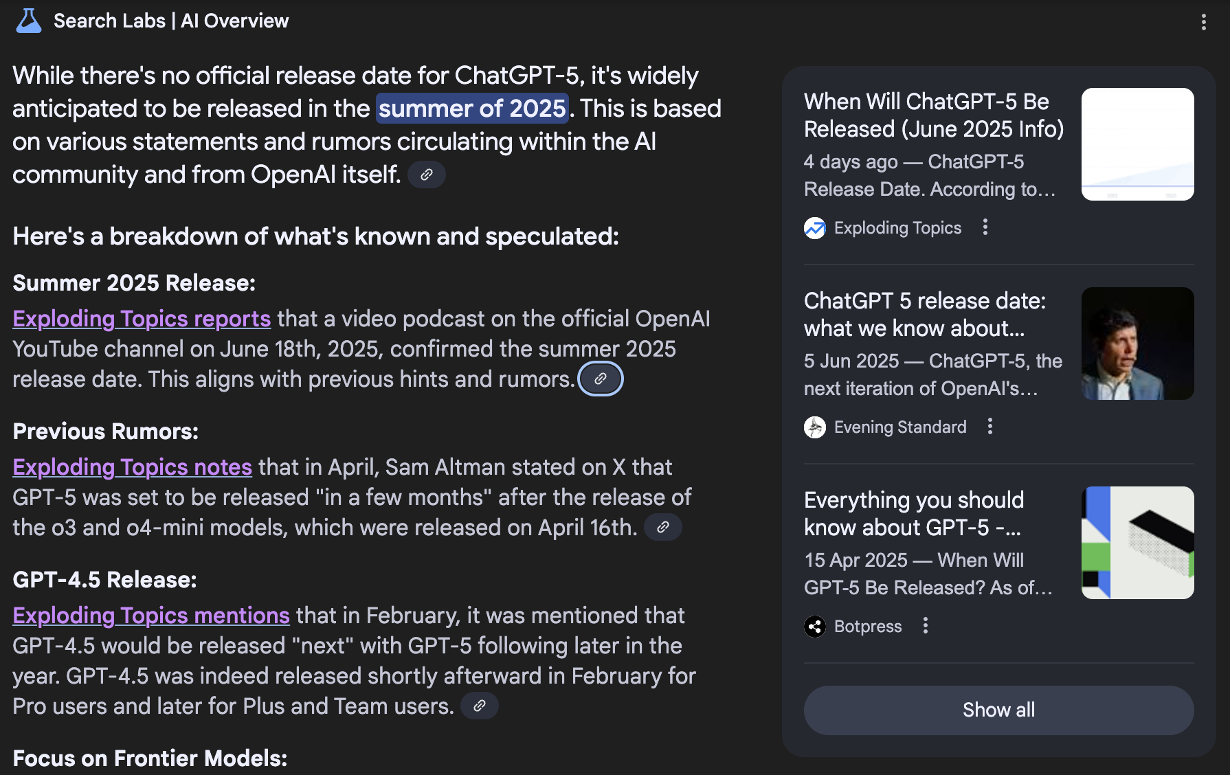 Example of an AI Overview