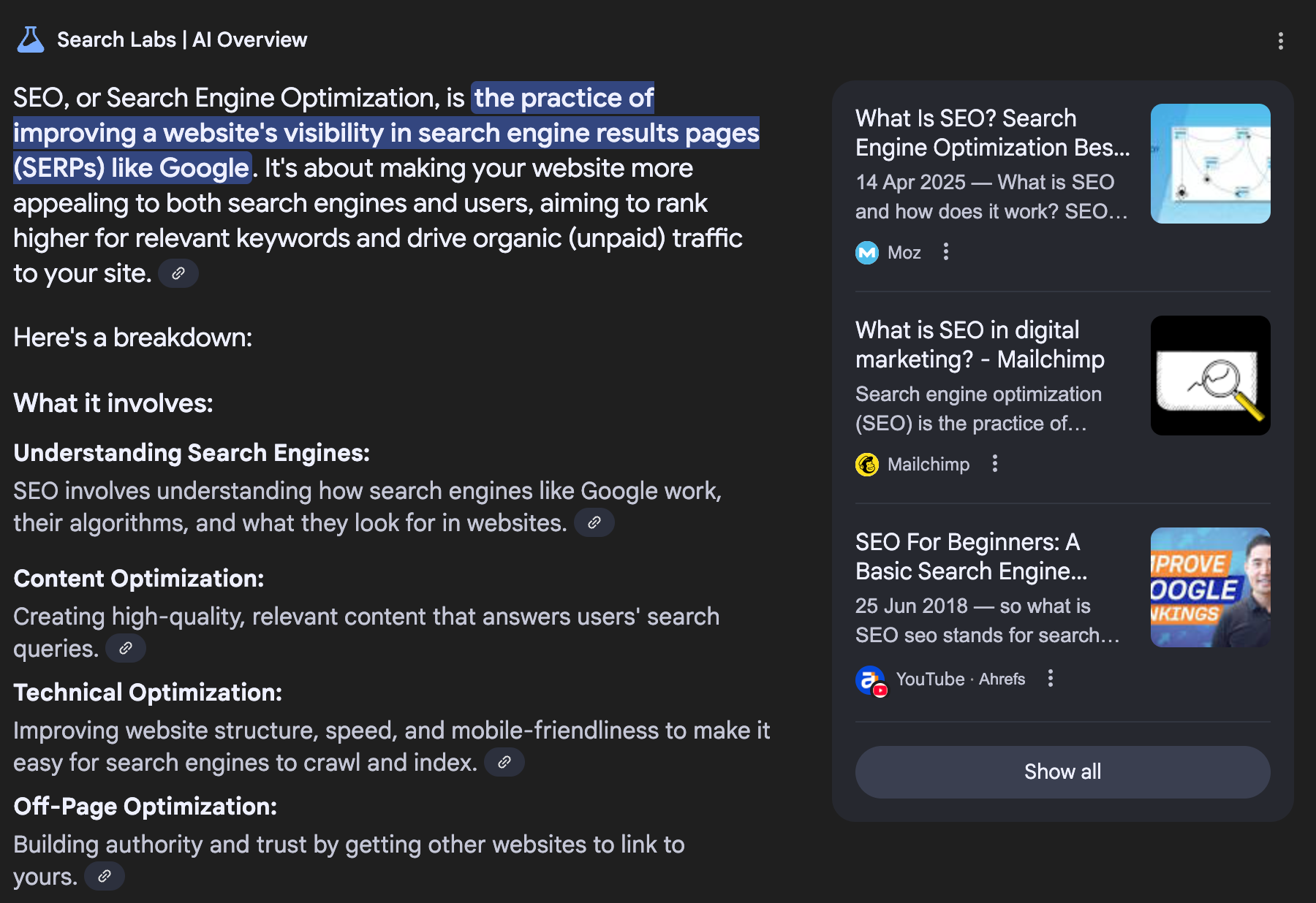 An AI Overview without blue links