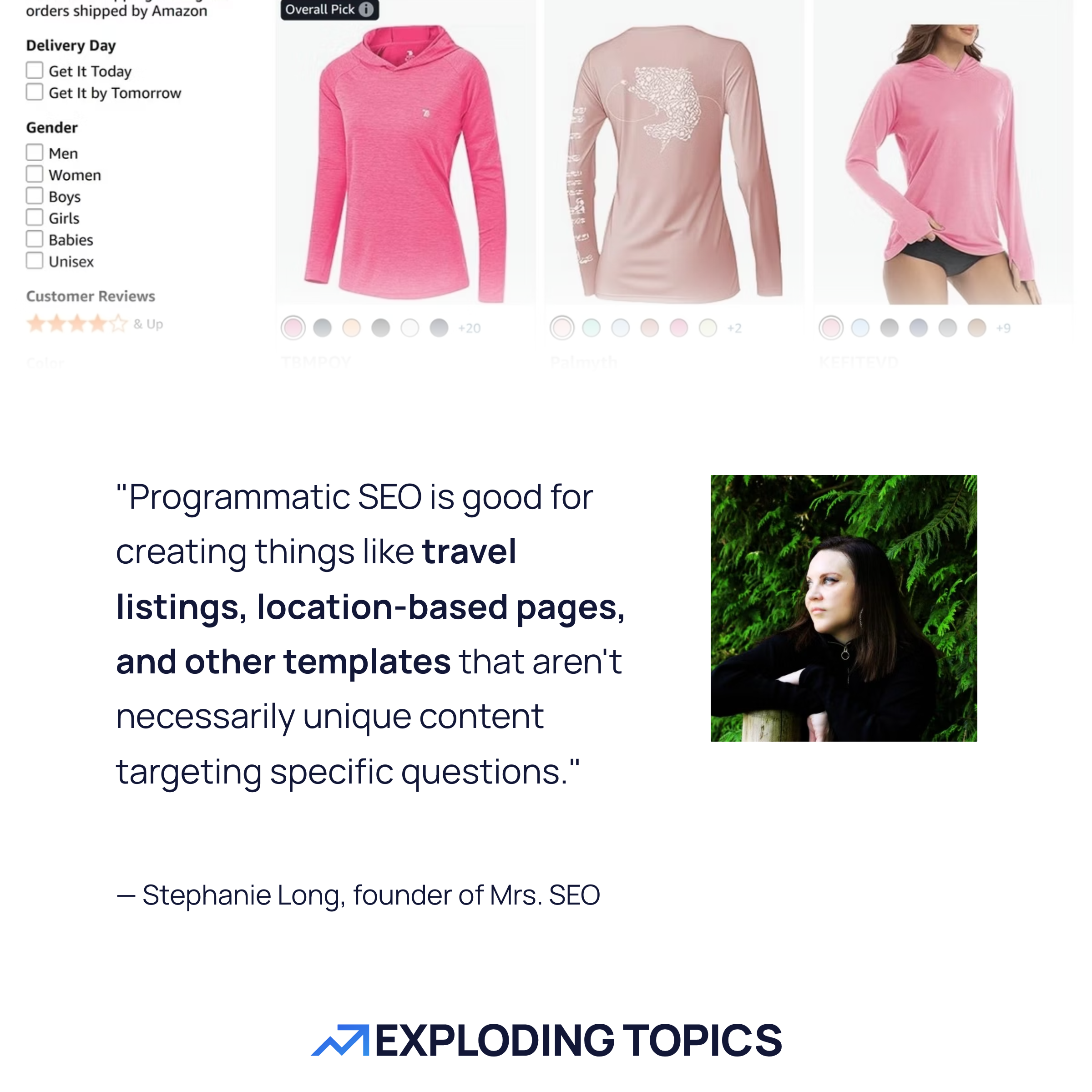 Quote from Stephanie Long on programmatic SEO