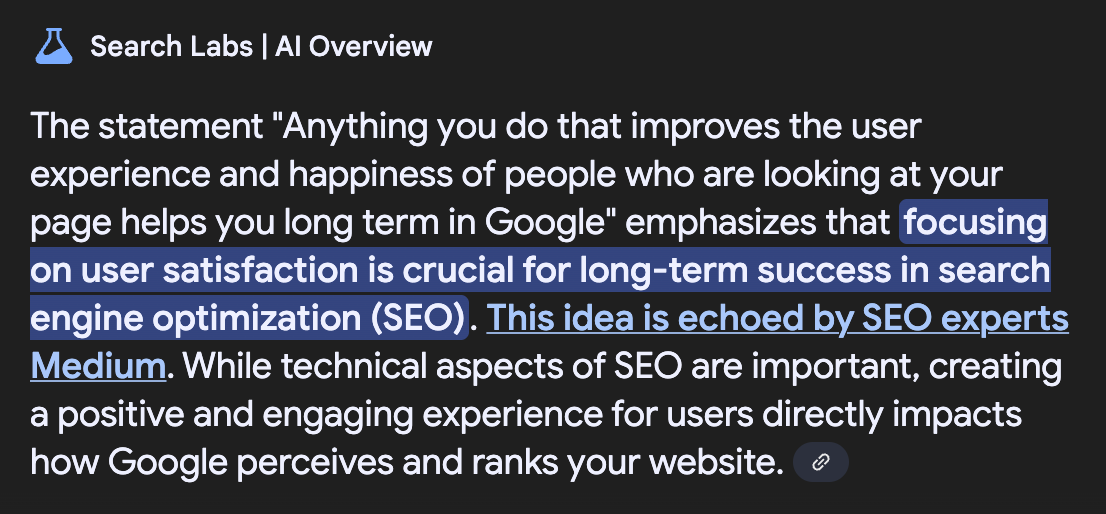AI Overview claims Medium is an SEO Expert