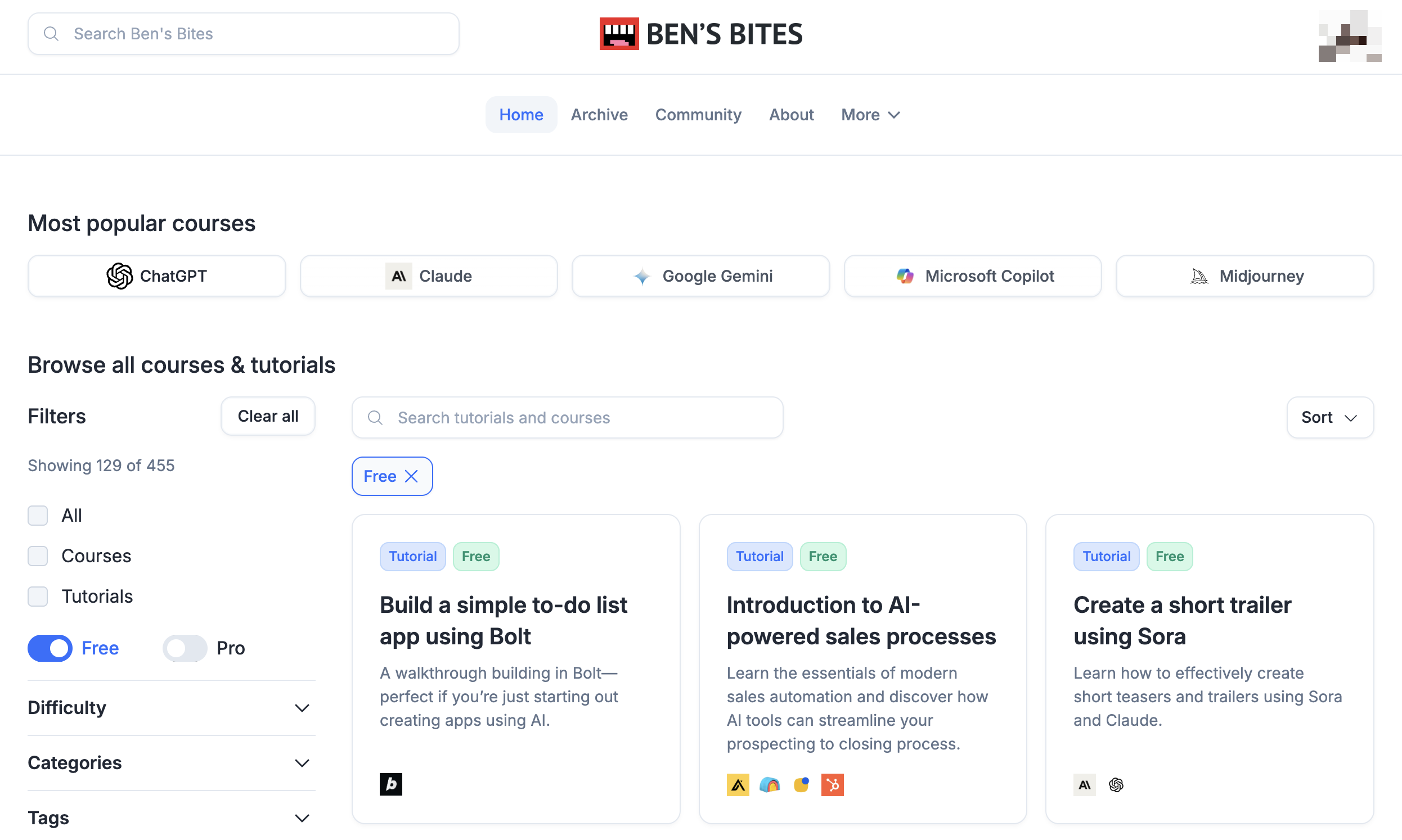 Ben's Bites catalog