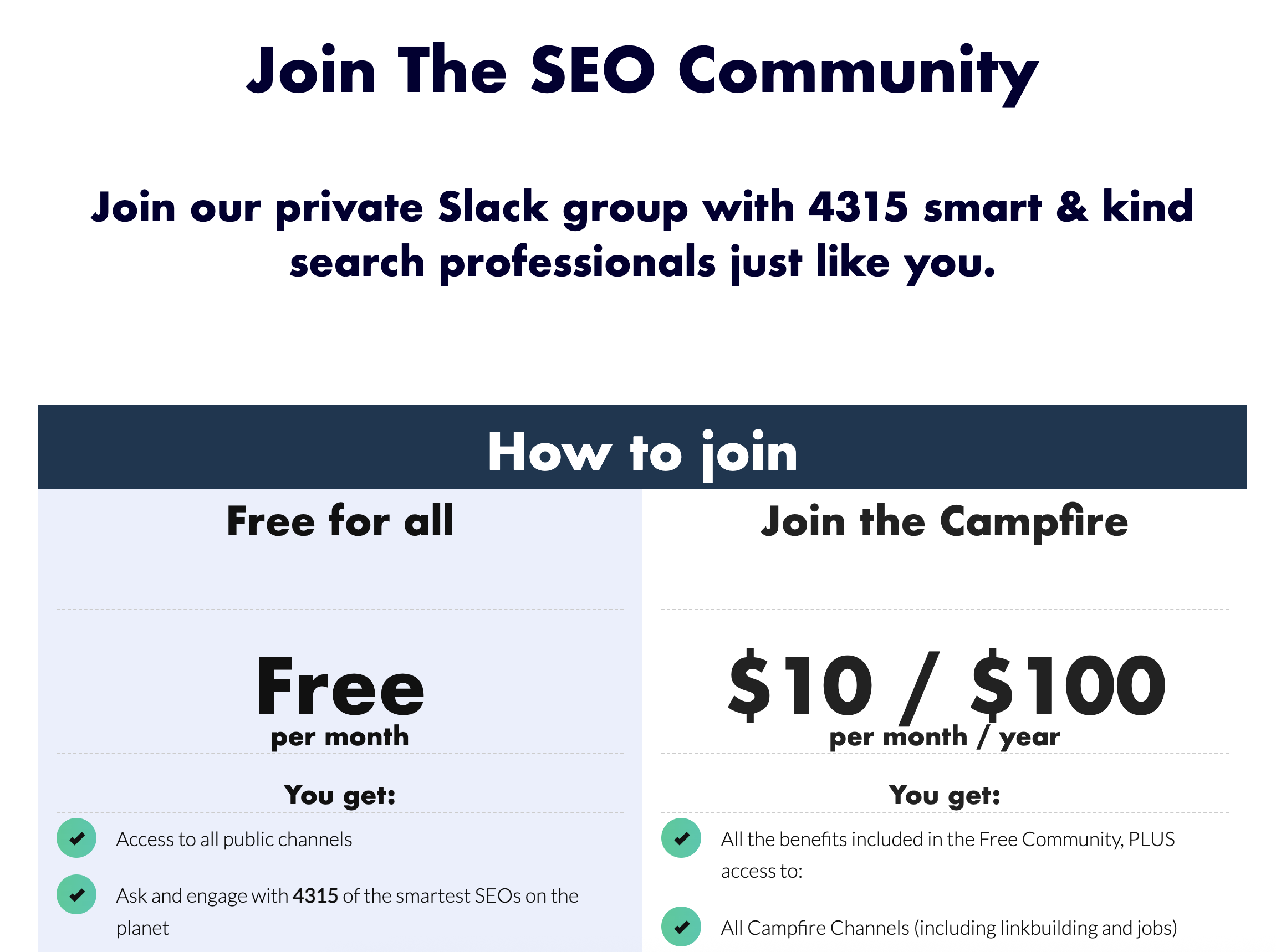 The SEO Community pricing