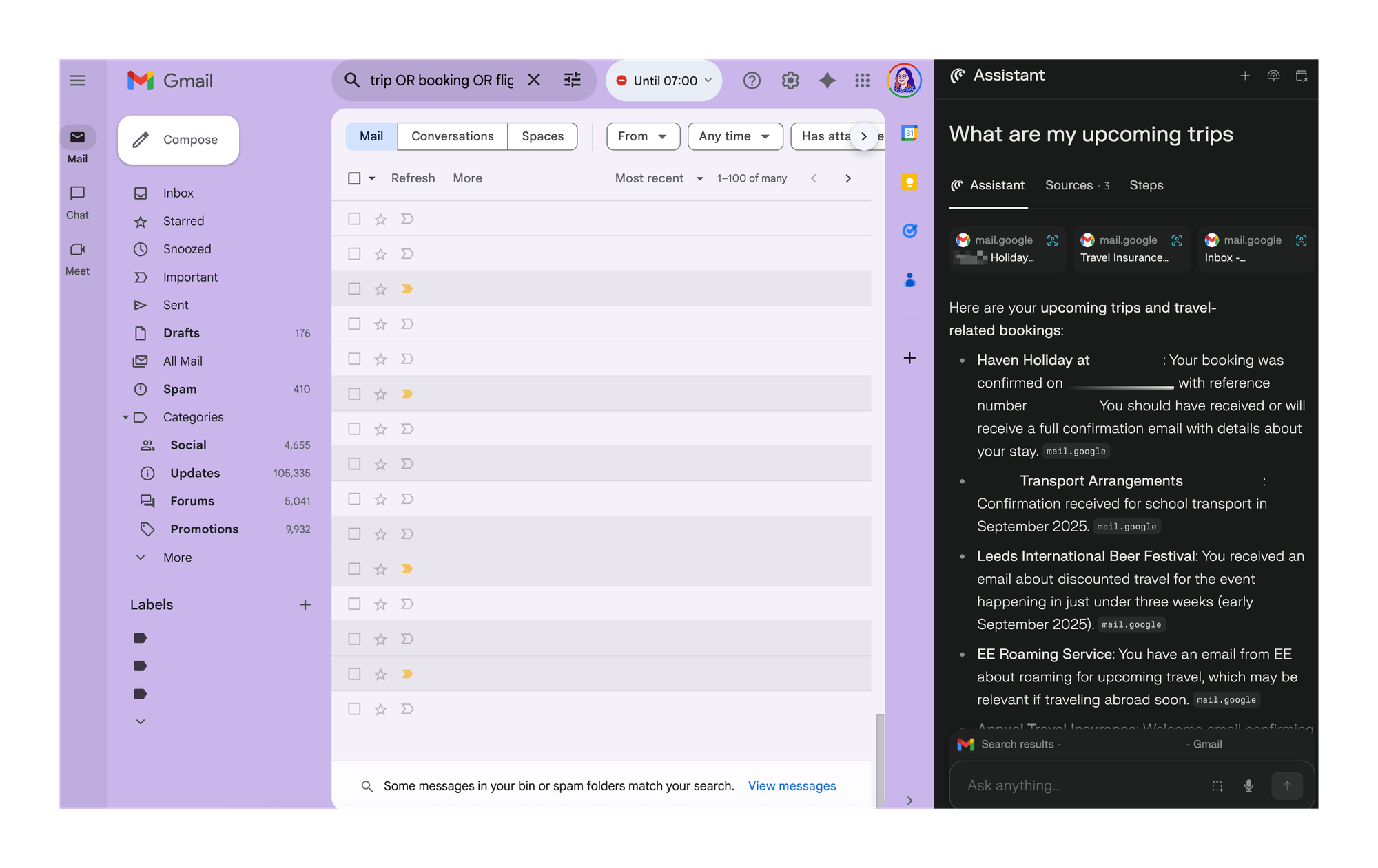 Comet browser reviewing my Gmail