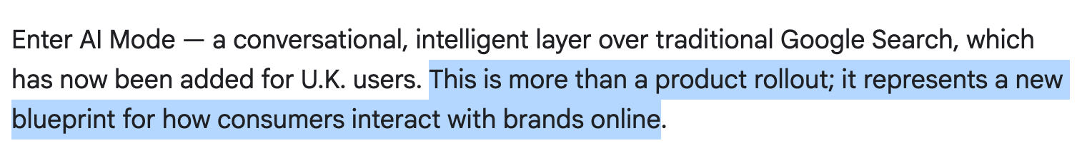 Second example of the AI slop cliché "this isn't just..."